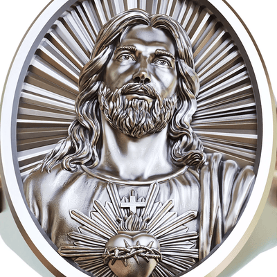 Christianartworkshop Sacred Heart Jesus Ring in 925 Silver: Symbol of Love and Sacrifice