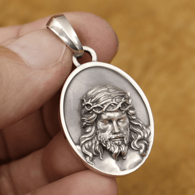 Christianartworkshop 925 Silver Crown of Thorns Jesus Medal Necklace: A Reminder of His Sacrifice