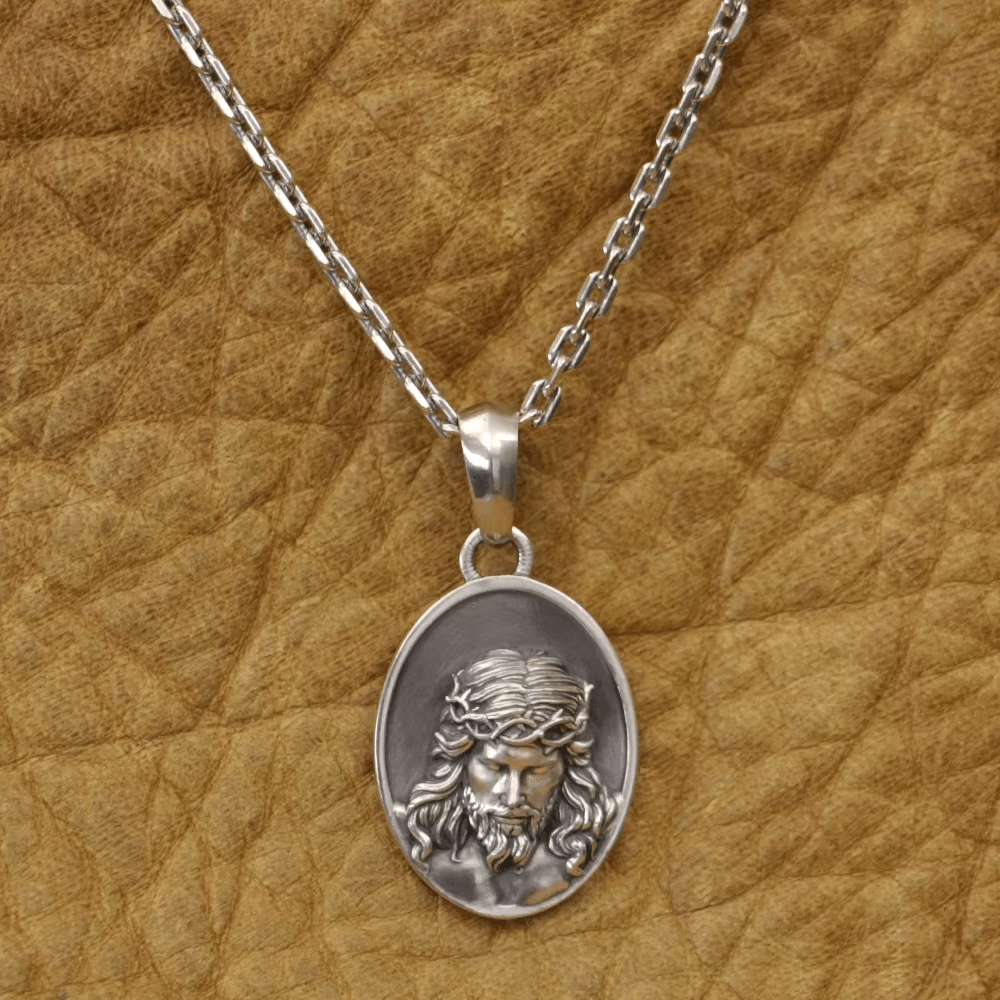 Christianartworkshop 925 Silver Crown of Thorns Jesus Medal Necklace: A Reminder of His Sacrifice