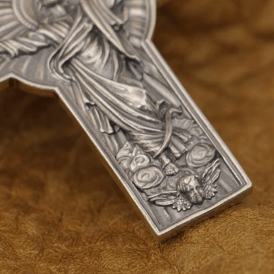 Christianartworkshop Jesus Christ Ascension with Holy Spirit Dove Necklace in Sterling Silver