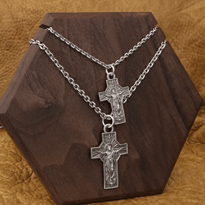 Christianartworkshop Jesus Christ Ascension with Holy Spirit Dove Necklace in Sterling Silver