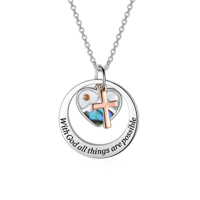 Christianartworkshop Delicate Mustard Seed Necklace with Cross and Scripture Message