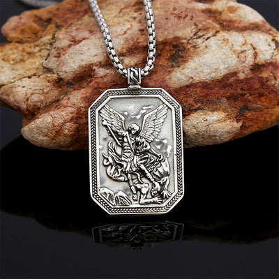 Christianartworkshop Classic Style St. Michael the Archangel Protection Stainless Steel Pendant Necklace