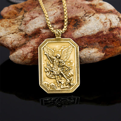 Christianartworkshop Classic Style St. Michael the Archangel Protection Stainless Steel Pendant Necklace