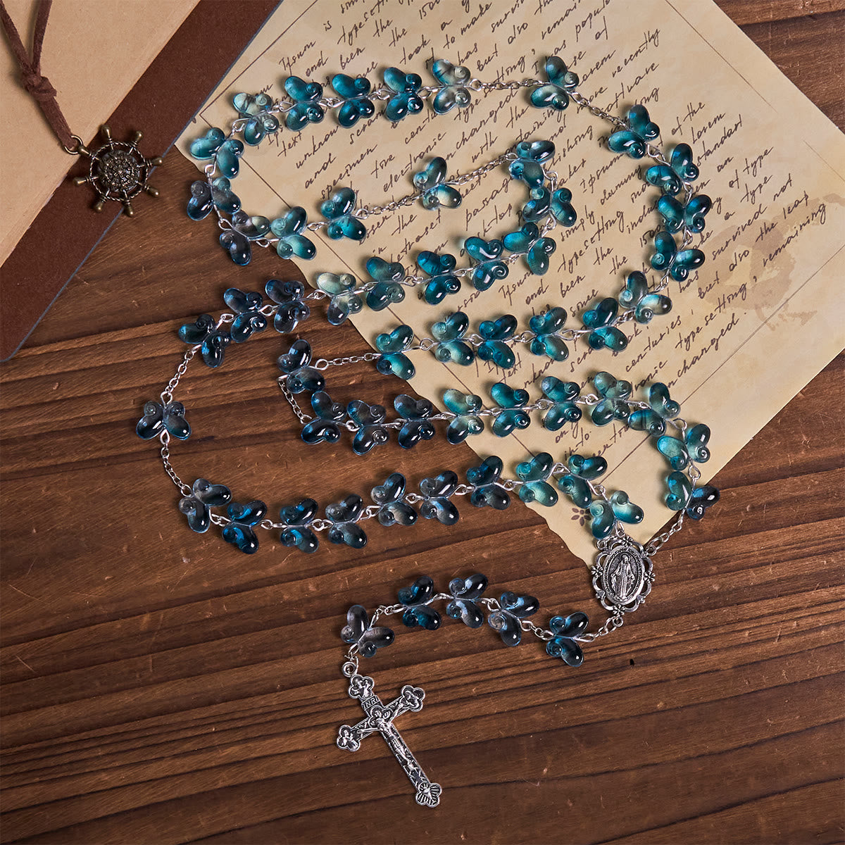 Christianartworkshop Wings of Devotion Shimmering Blue Butterfly Prayer Bracelet, Animal Rosary