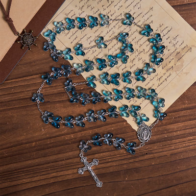 Christianartworkshop Wings of Devotion Shimmering Blue Butterfly Prayer Bracelet, Animal Rosary