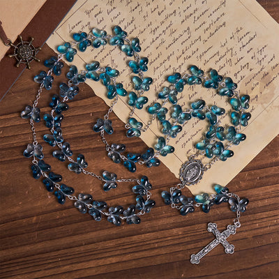 Christianartworkshop Wings of Devotion Shimmering Blue Butterfly Prayer Bracelet, Animal Rosary