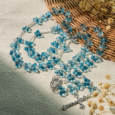 Christianartworkshop Wings of Devotion Shimmering Blue Butterfly Prayer Bracelet, Animal Rosary