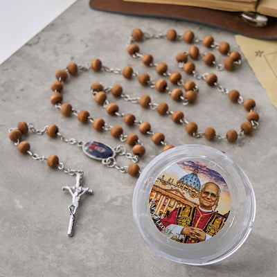 FREE Today: Pope Leo XIV Red Wood Beads Rosary Commemorating: A Spiritual Treasure