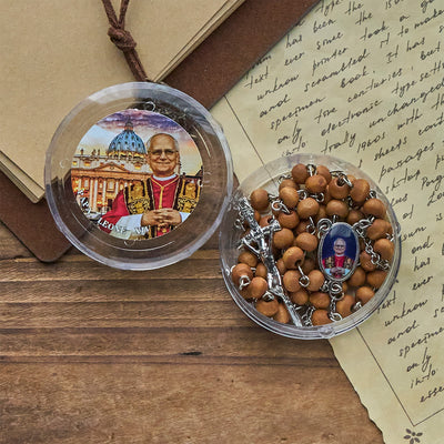FREE Today: Pope Leo XIV Red Wood Beads Rosary Commemorating: A Spiritual Treasure