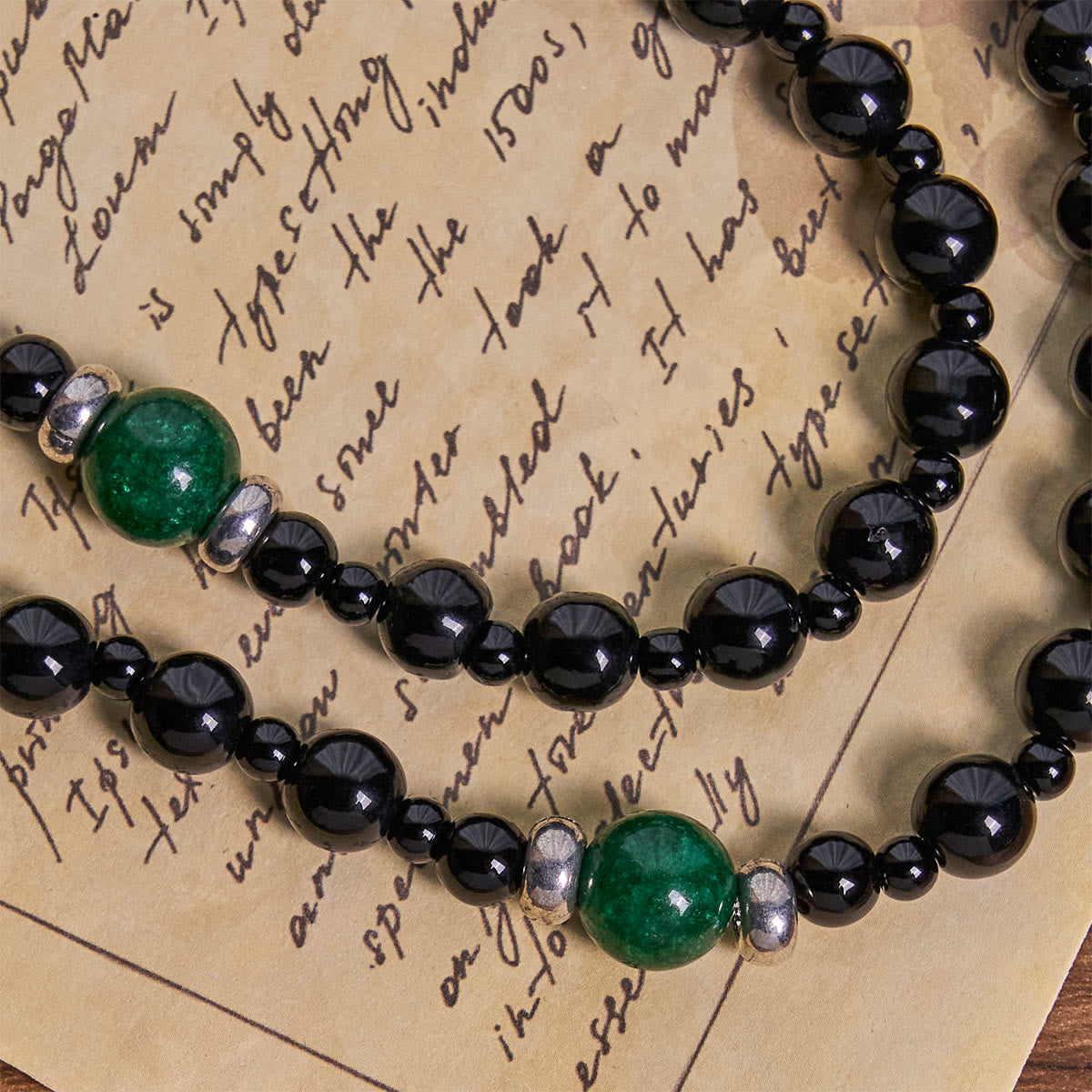 Christianartworkshop St. Benedict & Crucifix of 8mm Obsidian & Jade Handmade Bead Rosary - Faith and Sacred Connection