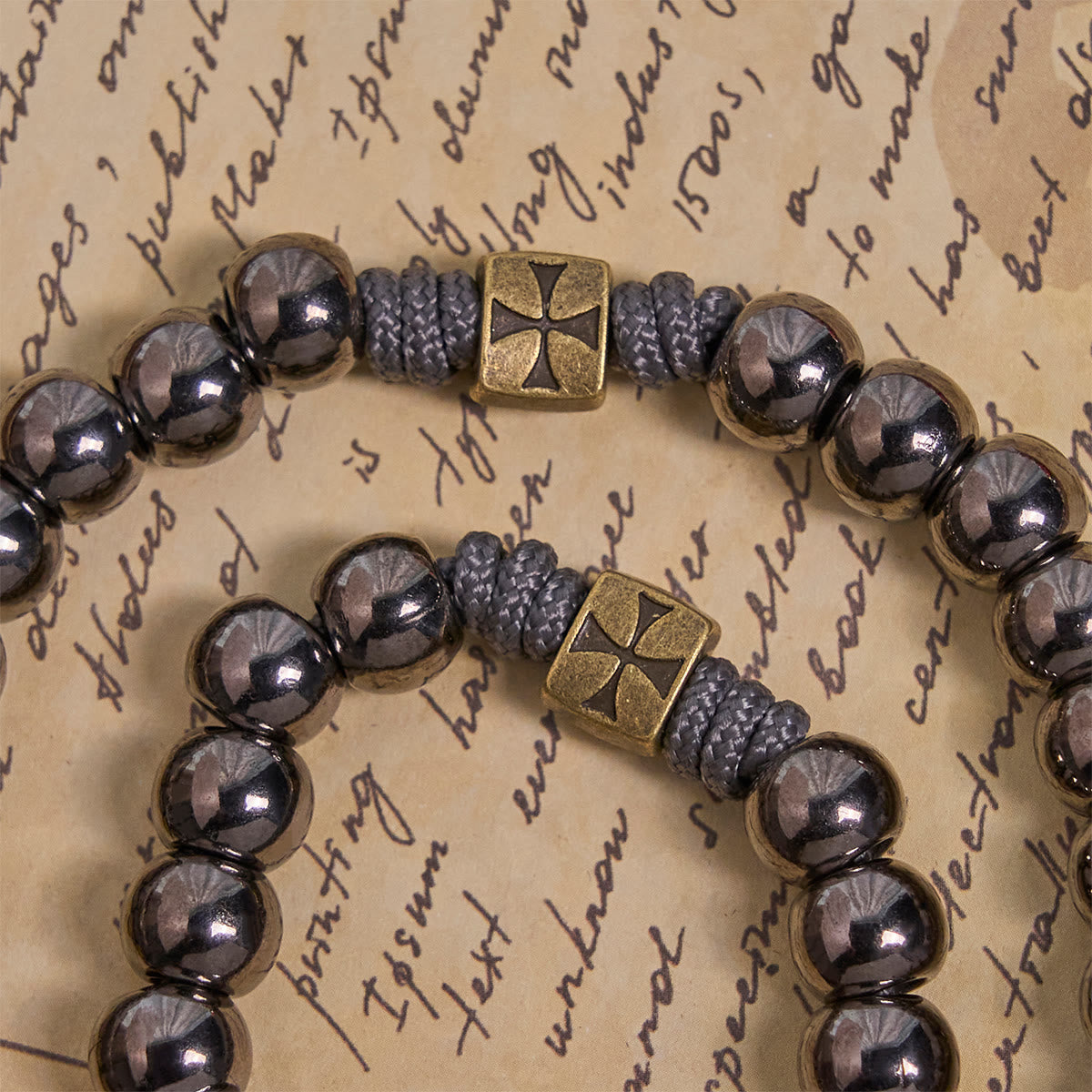 FREE Today: Miraculous Medal & Crucifix of 8 mm Round Silver Black Gallstone Nylon Cord Rosary