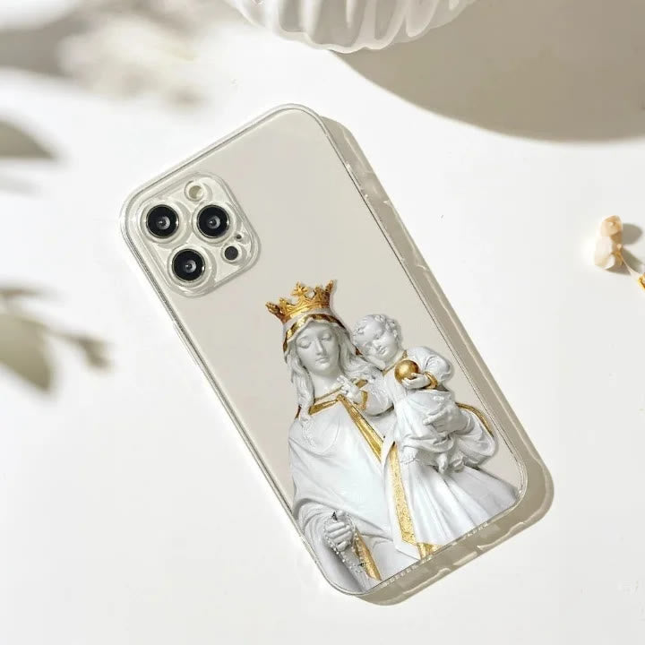 Christianartworkshop Virgin Mary with Rosary & Baby Jesus Phone Case: Elegant Religious Artwork