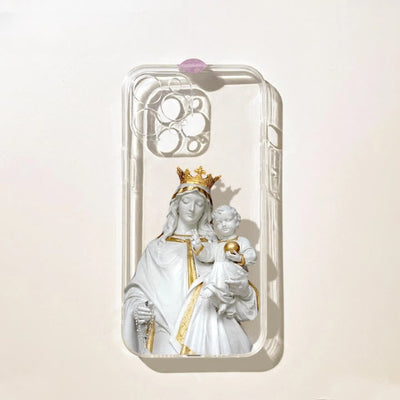 Christianartworkshop Virgin Mary with Rosary & Baby Jesus Phone Case: Elegant Religious Artwork