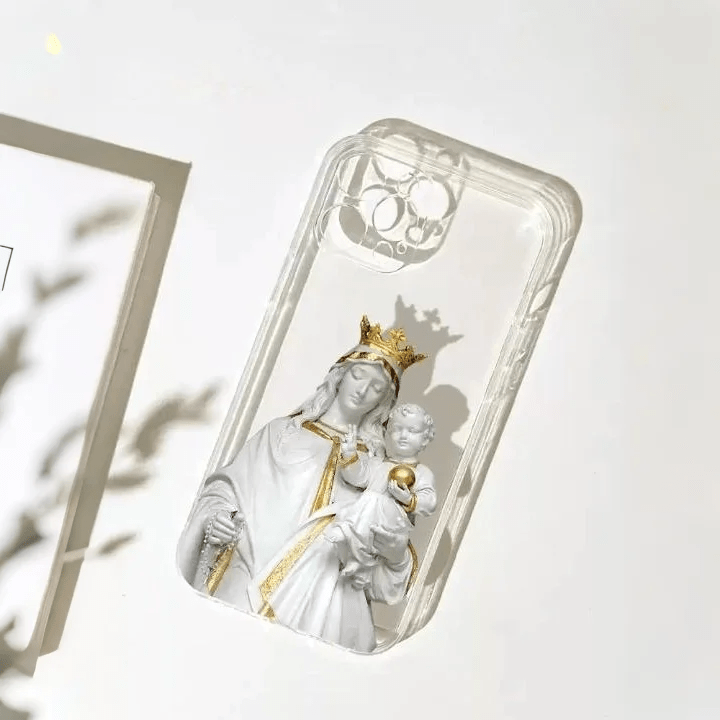 Christianartworkshop Virgin Mary with Rosary & Baby Jesus Phone Case: Elegant Religious Artwork