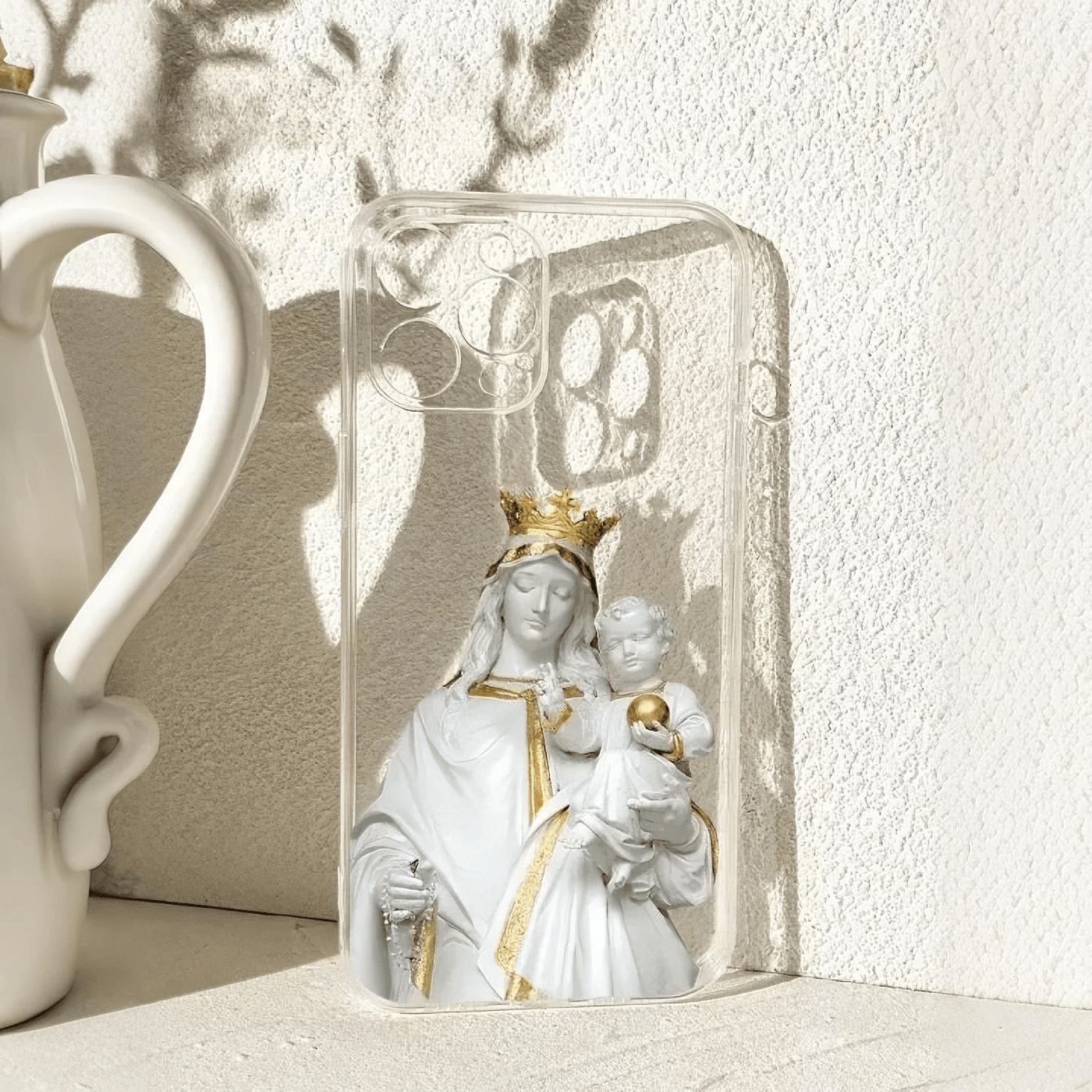Christianartworkshop Virgin Mary with Rosary & Baby Jesus Phone Case: Elegant Religious Artwork