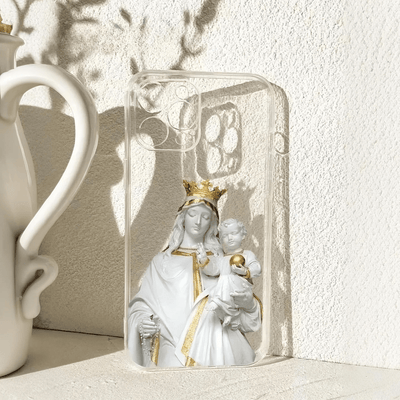 Christianartworkshop Virgin Mary with Rosary & Baby Jesus Phone Case: Elegant Religious Artwork