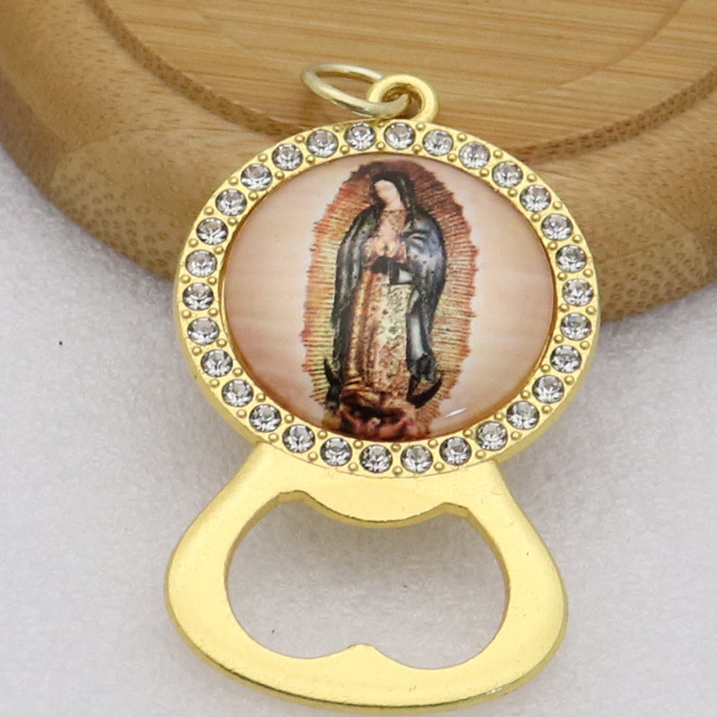 Christianartworkshop Faith Keepsake Two Color Our Lady of Guadalupe Crystal Halo Bottle Opener