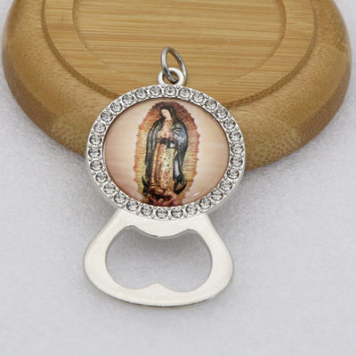 Christianartworkshop Faith Keepsake Two Color Our Lady of Guadalupe Crystal Halo Bottle Opener