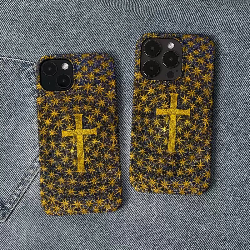 Christianartworkshop Faith & Light Golden Cross Phone Case: Shine in Your Hands