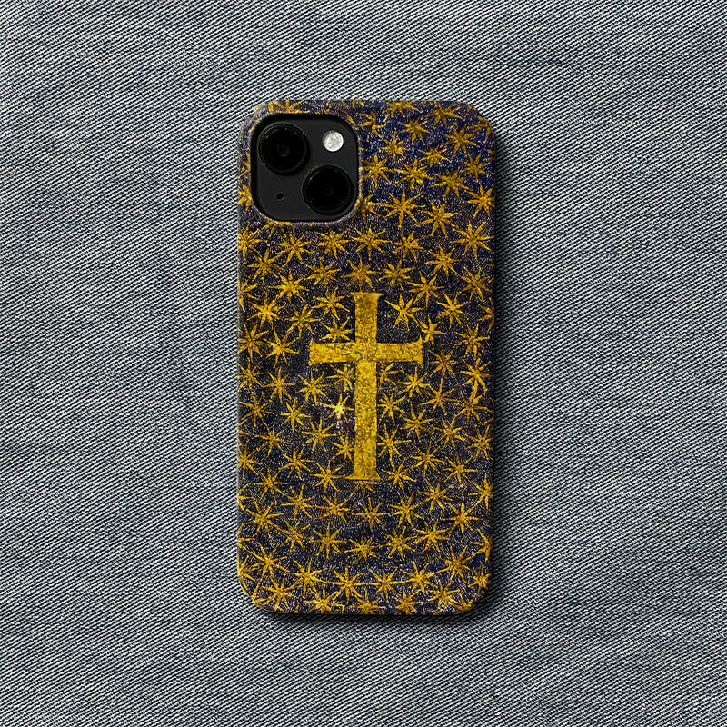 Christianartworkshop Faith & Light Golden Cross Phone Case: Shine in Your Hands