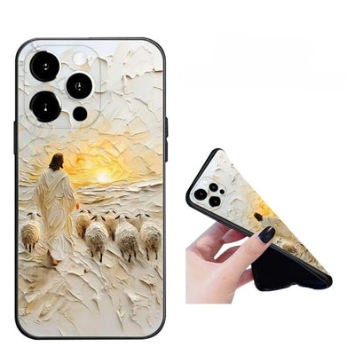 Christianartworkshop Jesus the Good Shepherd with Flock in Sunset Glow Phone Case