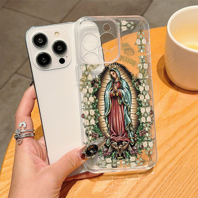 Christianartworkshop Virgin Mary Surrounded by White Roses Spiritual Phone Case