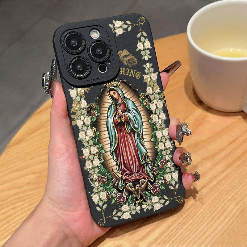 Christianartworkshop Virgin Mary Surrounded by White Roses Spiritual Phone Case