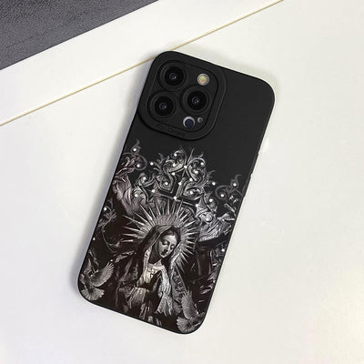 Christianartworkshop Sacred Virgin Mary Cross Gothic Style Protective Phone Case