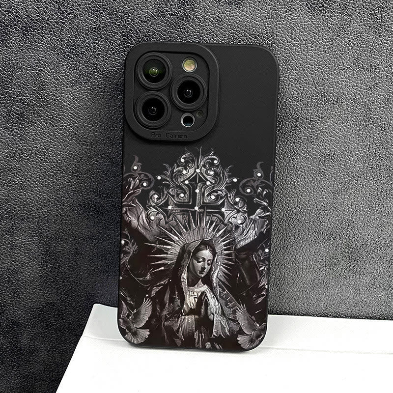 Christianartworkshop Sacred Virgin Mary Cross Gothic Style Protective Phone Case