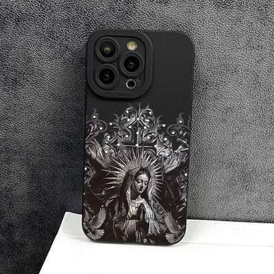 Christianartworkshop Sacred Virgin Mary Cross Gothic Style Protective Phone Case