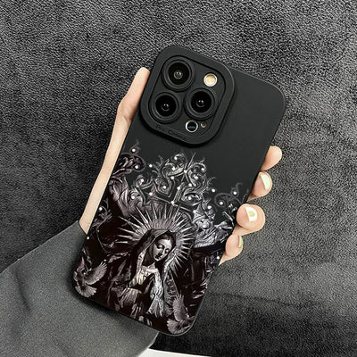 Christianartworkshop Sacred Virgin Mary Cross Gothic Style Protective Phone Case
