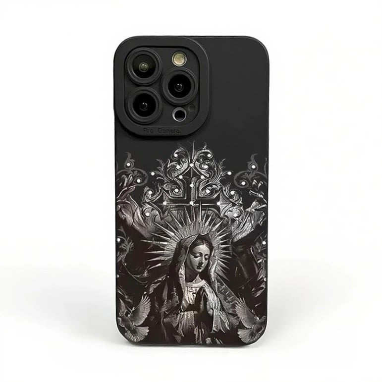 Christianartworkshop Sacred Virgin Mary Cross Gothic Style Protective Phone Case