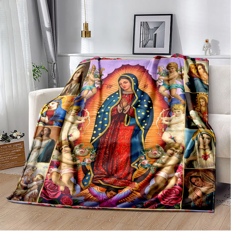 Christianartworkshop Blessed Virgin of Guadalupe Cozy Flannel Blanket: Warmth for Your Home