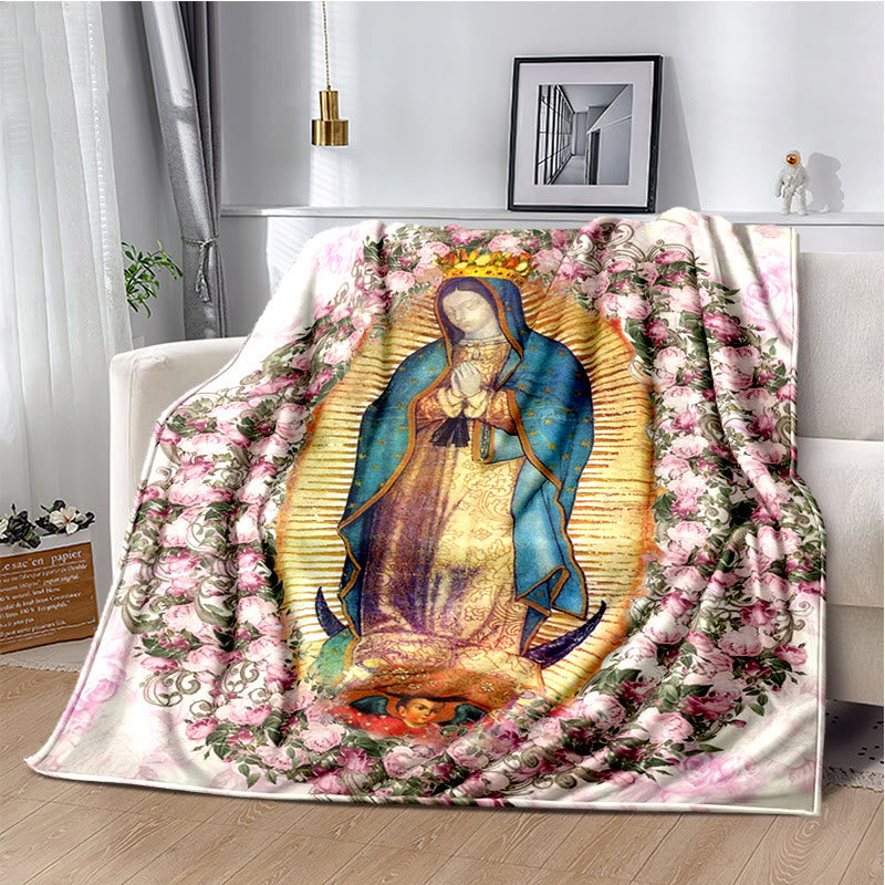 Christianartworkshop Blessed Virgin of Guadalupe Cozy Flannel Blanket: Warmth for Your Home