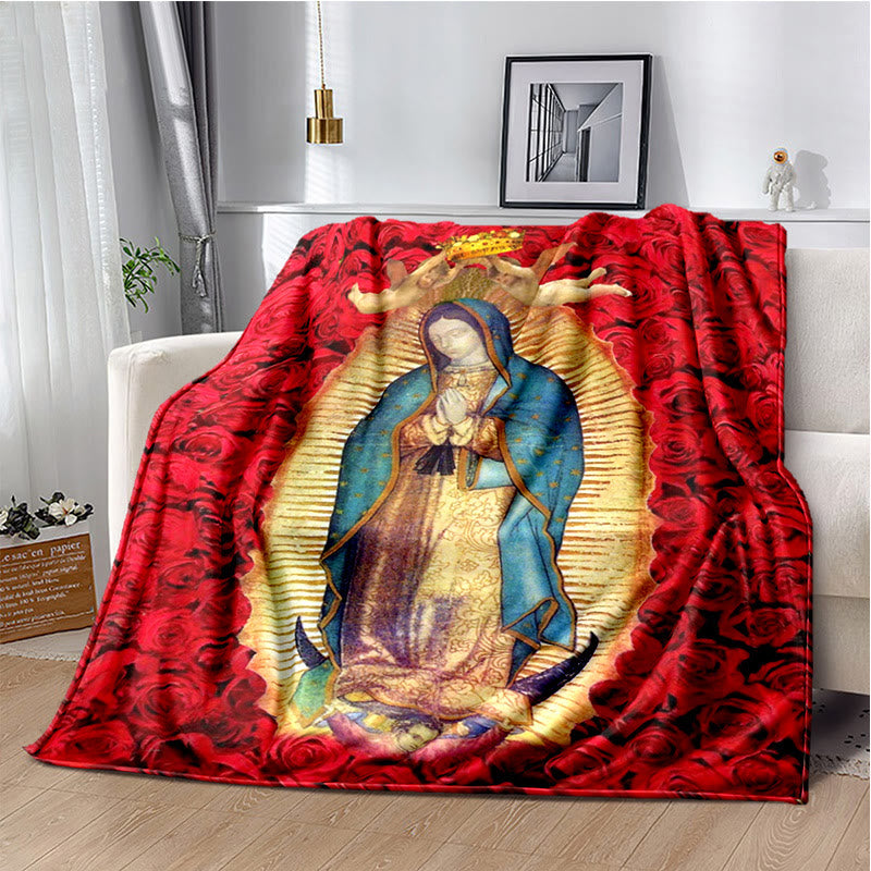 Christianartworkshop Blessed Virgin of Guadalupe Cozy Flannel Blanket: Warmth for Your Home