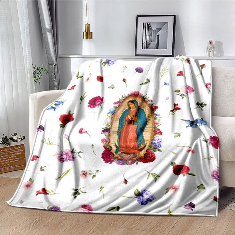 Christianartworkshop Blessed Virgin of Guadalupe Cozy Flannel Blanket: Warmth for Your Home
