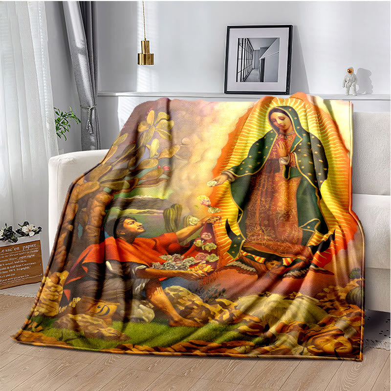 Christianartworkshop Blessed Virgin of Guadalupe Cozy Flannel Blanket: Warmth for Your Home
