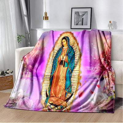 Christianartworkshop Blessed Virgin of Guadalupe Cozy Flannel Blanket: Warmth for Your Home