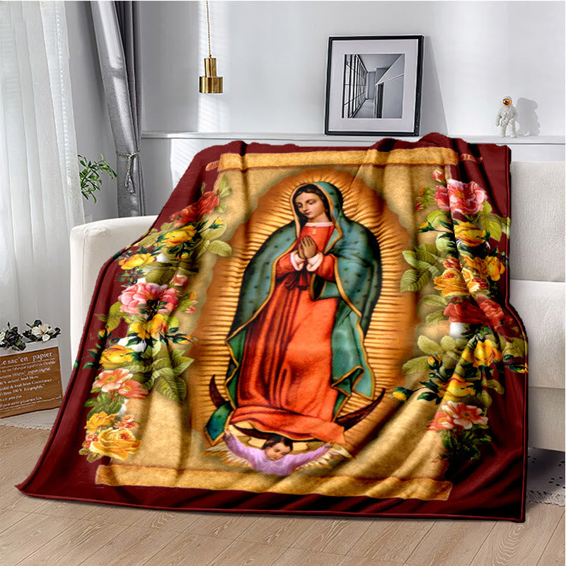 Christianartworkshop Virgin of Guadalupe Religiou Flannel Blanket: Spiritual Comfort for Home