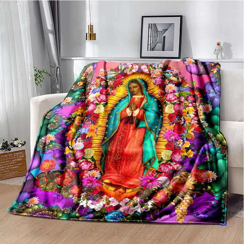 Christianartworkshop Virgin of Guadalupe Religiou Flannel Blanket: Spiritual Comfort for Home