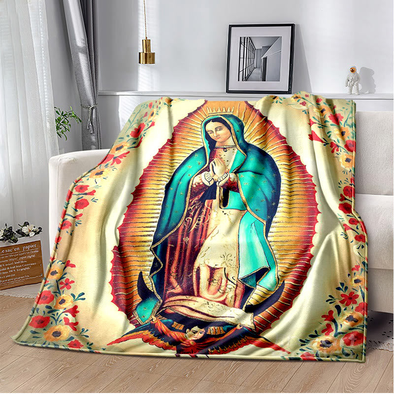 Christianartworkshop Virgin of Guadalupe Religiou Flannel Blanket: Spiritual Comfort for Home