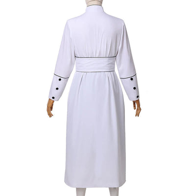 Christianartworkshop Ceremonial Black and White Stand Collar Clergy Robe with Belt & Cross Motifs