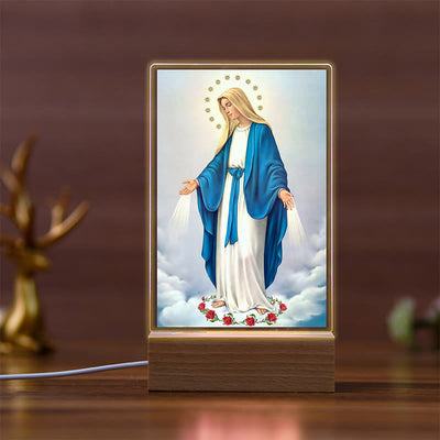 Christianartworkshop Holy Saints Icon Beechwood Base Night Light of Faithful Guardian