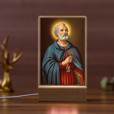 Christianartworkshop Daily Faith Resonant Religious Night Light with Holy Icons & Beech Base