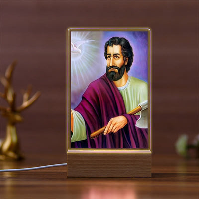 Christianartworkshop Daily Faith Resonant Religious Night Light with Holy Icons & Beech Base