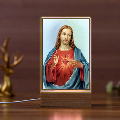 Christianartworkshop Daily Faith Resonant Religious Night Light with Holy Icons & Beech Base