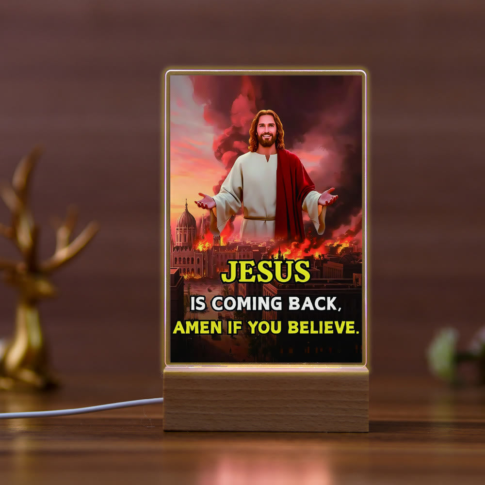 Christianartworkshop Daily Faith Resonant Religious Night Light with Holy Icons & Beech Base