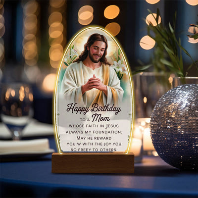 Christianartworkshop Jesus Modern Devotion Colorful Glow Night Light: Oval Silhouette & Artistic Hues