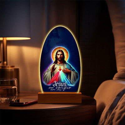 Christianartworkshop Jesus Modern Devotion Colorful Glow Night Light: Oval Silhouette & Artistic Hues